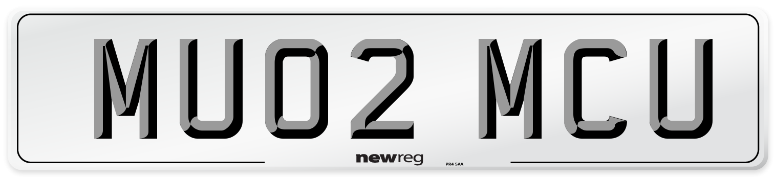 MU02 MCU Number Plate from New Reg
